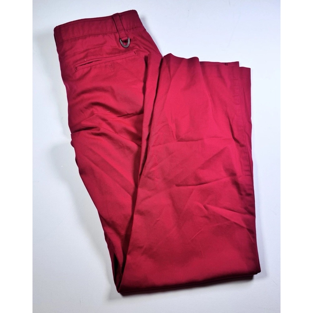 Under Armour Golf Pants Mens 32x34 Red Flat Front Performance Trousers D-Ring